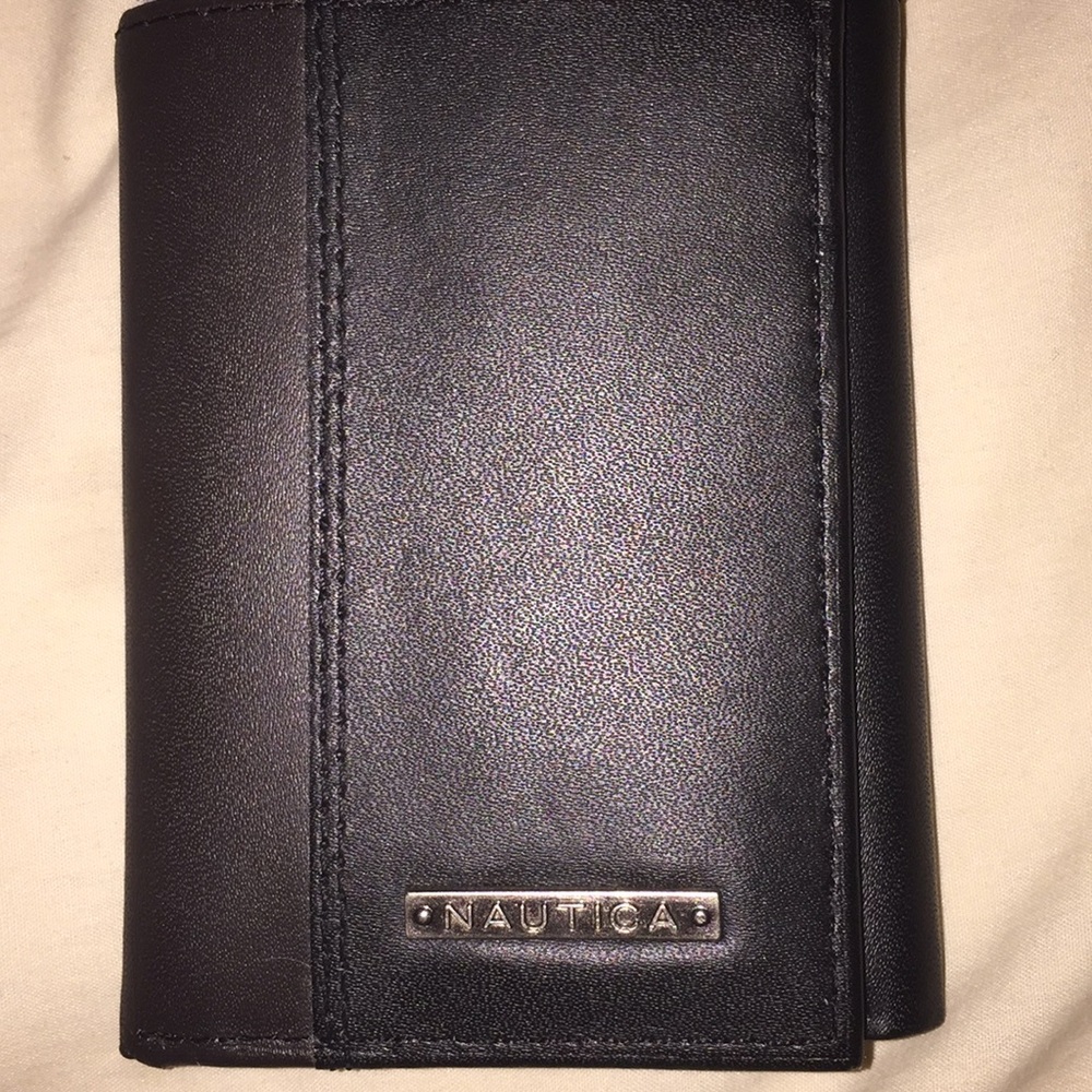 nautica black leather wallet